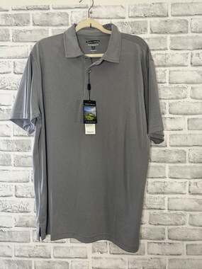 Pebble Beach Performance Men's Gray Short Sleeve Polo Shirt
